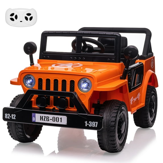 EastVita 12V Ride on Truck Car with Remote Control/ Spring Suspension/ Various Speeds/ LED Lights/ Music /Safety Belt, Electric Ride on Car Toys for Kids 3+