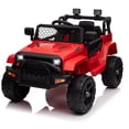 thumbnail image 1 of EastVita 12V Ride on Truck Cars, Battery Powered Ride on Cars with Remote Control,3 Speeds, Music MP3, LED Lights,Spring Suspension, Safety Belt, Double Open Doors Red, 1 of 9