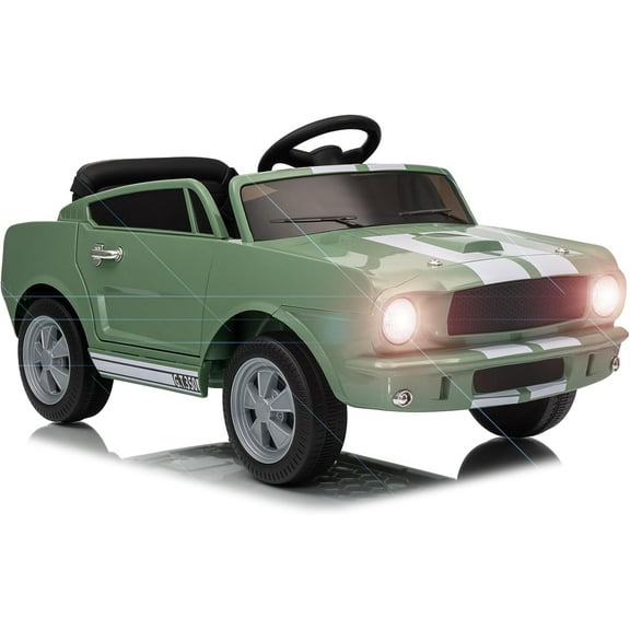 EastVita 12V4.5Ah Licensed Shelby Electric Car Ride On Toy for Toddlers with Remote Control, Battery Powered Upgrade Panel,Bluetooth,Shock Absorbers,Safety Belt,LED Lights Green