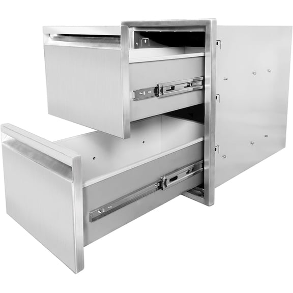 EastVita 13"x20.5"X21" Outdoor Kitchen Drawers,Stainless Steel 3-Layer BBQ Access Drawer,Built-in Drawer for Kitchen Island