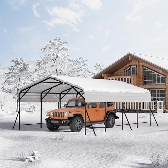 EastVita 13x20FT Metal Carport Heavy Duty Carports with Reinforced Frame and Base for All Weather Oversized Metal Garage for Rucks Boats Tractors or Party