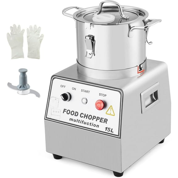 EastVita 1400W Commercial Food Processor, 16 Quart Electric Vegetable Chopper Meat Grinder, Multi-Functional Food Processor with Stainless Steel Body & Blade, Gloves, Brush, 110V