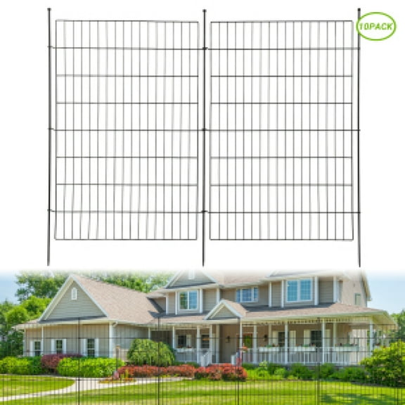EastVita 15-Panel No Dig Decorative Garden Fence with Gate, Rustproof Metal Wire Panel Animal Barrier for Outdoor Yard, Patio, Temporary Dog Fence