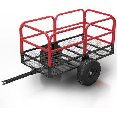 EastVita 1700 LBS Heavy Duty Steel Dump Cart,Hand Pull or Foot Pedal Dump Cart for ATV,UTV,Lawn Mower,Tractor Utility Cart