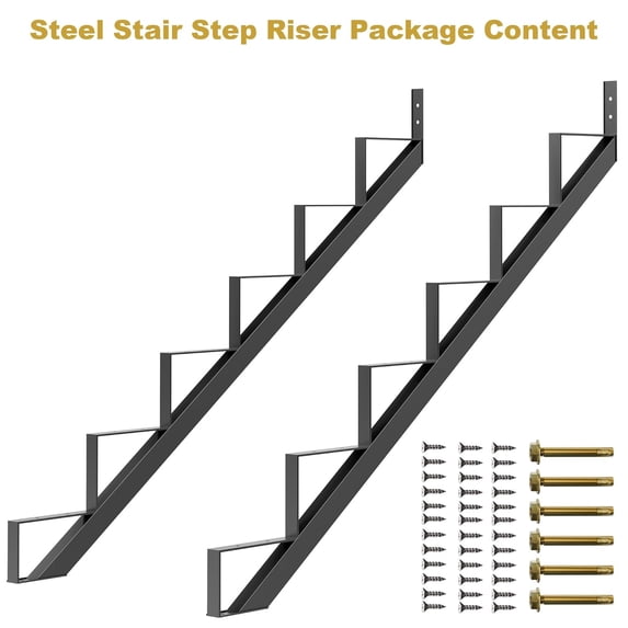 EastVita 2 Pack 6 Step Metal Stair Riser Steel Stair Stringer for Deck ...