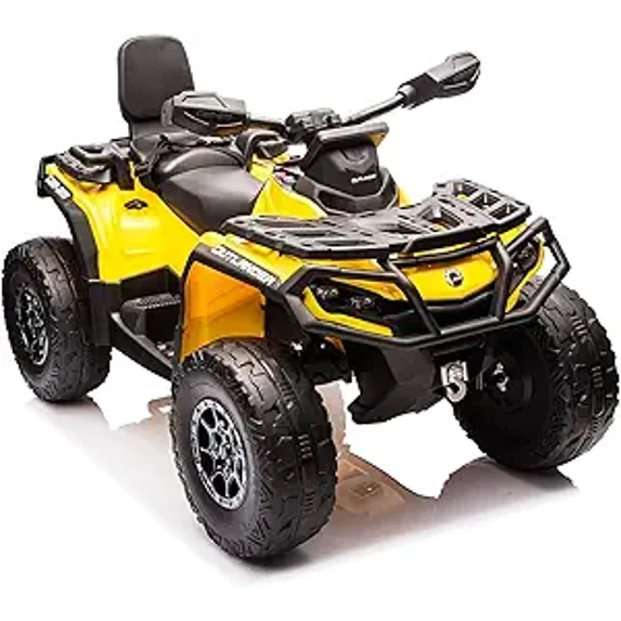 EastVita 2 Seater Ride On Car,24V Licensed Can-Am Electric ATV Car for Kids, 4 Wheeler Electric Toy Car with Bluetooth,Led,Leather Seaters,5 Mph Max Speed