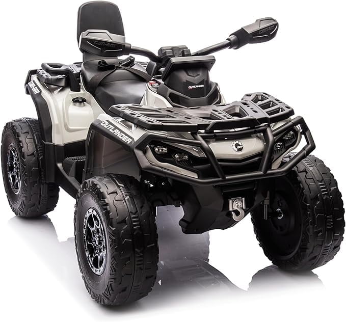 EastVita 2 Seater Ride On Car,24V Licensed Can-Am Electric ATV Car for Kids, 4 Wheeler Electric Toy Car with Bluetooth,Led,Leather Seaters,5 Mph Max Speed