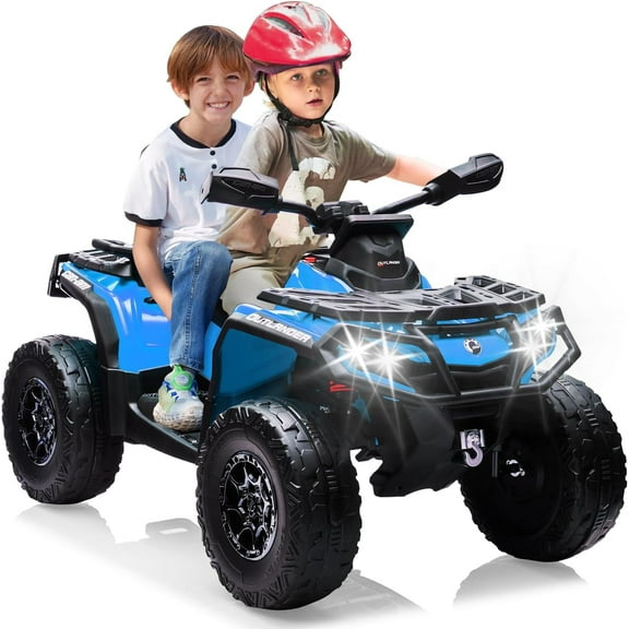 EastVita 2 Seater Ride On Car,24V Licensed Can-Am Electric ATV Car for Kids, 4 Wheeler Electric Toy Car with Bluetooth,Led,Leather Seaters,5 Mph Max Speed