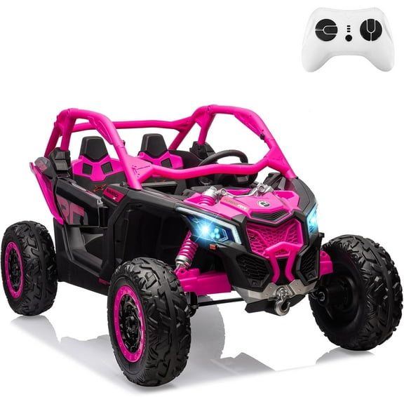 EastVita 2 Seats Ride on Car 200W Motors UTV,with Remote Control 23" Seats Width Electric Vehicle, EVA Wheels,Music,Head+Tail Light