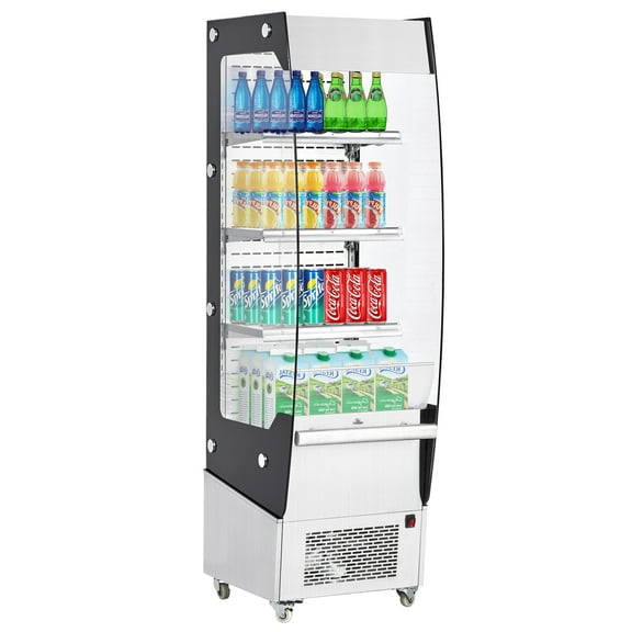 EastVita 220L Commercial Display Refrigerator,Cake Fridge Double Glass Door Upright Beverage Cooler,Merchandiser Fridge with LED Lighting