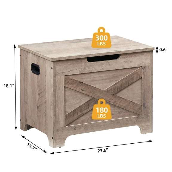 EastVita 23" Storage Chest, Wooden Storage Trunk, Farmhouse Storage Bench with Safety Hinge and Lift-Top