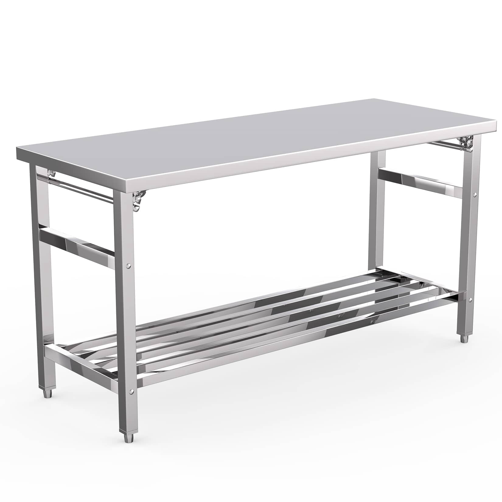 EastVita 24 x 60 Inches Floding Stainless Steel Table for Prep and Work ...