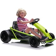 EastVita 24V High Speed Go Kart 300W*2 Extra Powerful Motors 9Ah Battery 8MPH Drifting Ride on Car with Music, Horn for Kids 6+ Age