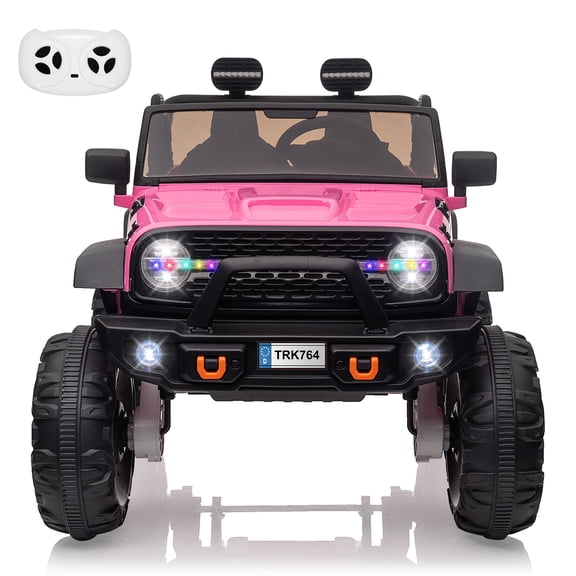 EastVita 24V Kids 2 Seats Ride on Truck with Remote Control, Electric Ride on Car 4*45W Motors +19.7" Seat Width Ride on Toys, with LED Light,Music,USB ect. for 3 Age +
