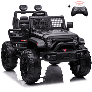 EastVita 24V Kids Ride on Car with Remote Control Ride on Toys 2 Seats 20 Extra Seat Wide Truck Vehicle with LED Light, Front Storage, Central Control, Horn, Bluetooth USB