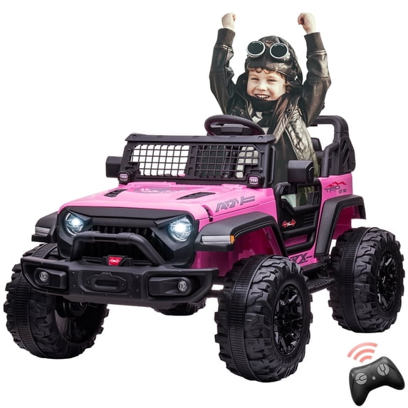 EastVita 24V Kids Ride on Car on Car Truck with Remote Control, 2 Seats Large Seat Wide Truck Vehicle Ride on Toys
