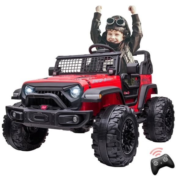 EastVita 24V Kids Ride on Car on Car Truck with Remote Control, 2 Seats Large Seat Wide Truck Vehicle Ride on Toys