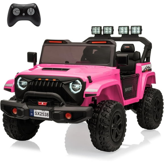 EastVita 24V Ride On Toys for Big Kids, 4WD 2 Seater Ride On Cars with Remote Control, Adjustable Footwell Electric Vehicle, 3 Speeds, Led Lights, Bluetooth Pink