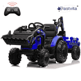 thumbnail image 1 of EastVita 24V Ride on Toys Tractor, Kids Ride on Car Toy Excavator Bulldozer, 24V Farm Tractor w/Trailer, Shovel Bucket, Digger, Remote Control, EVA Tires, LED Lights, Music, USB, 1 of 8