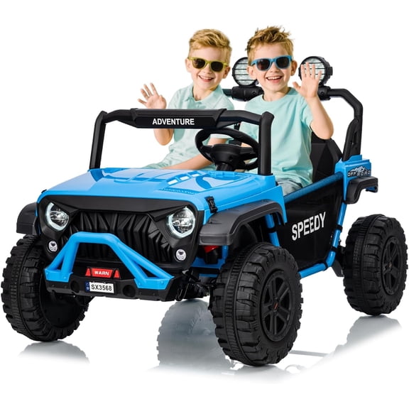 EastVita 24V Ride on Toys for Big Kids with Remote Control - 4WD Electric Car, 2 Seater UTV, Spring Suspension, Front & Behind LED Lights Blue
