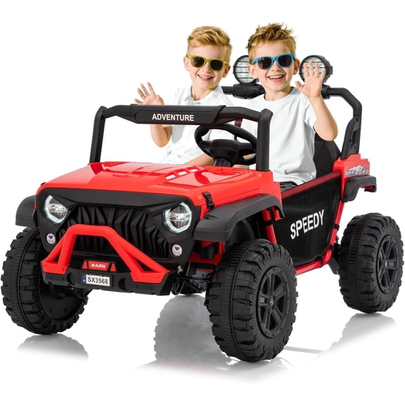 EastVita 24V Ride on Toys for Big Kids with Remote Control - 4WD Electric Car, 2 Seater UTV, Spring Suspension, Front & Behind LED Lights Red