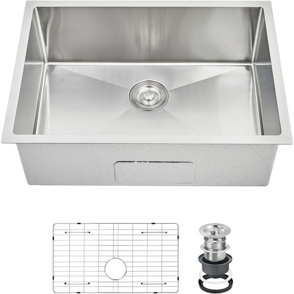 EastVita 27-Inch Undermount Kitchen Sink, 16 Gauge Under Counter Sink with Accessories, Undermount Sink Deep Single Bowl Kitchen Sink for Workstation, RV, Prep Kitchen