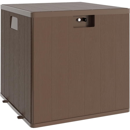 EastVita 28 Gallon Brown Resin Deck Box,Outdoor Storage Box,Waterproof Lockable Patio Square Deck Box