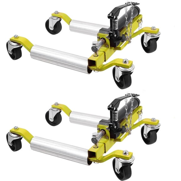 EastVita 2PC Wheel Dolly,1500LBS Capacity Car Dolly with Hydraulic Tire Jack for Vehicle Positioning for Truck RV Trailer,Yellow