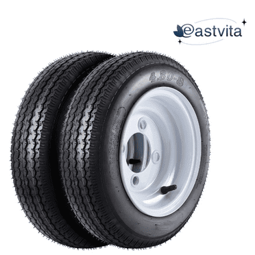 EastVita 2Pcs 4.8-8 Trailer Tires on Rims 4.80-8 6PR QD712/S 4.80 X 12 with 12" Rims 5 Lug on 4.5" Load Range C 6PR Wheel