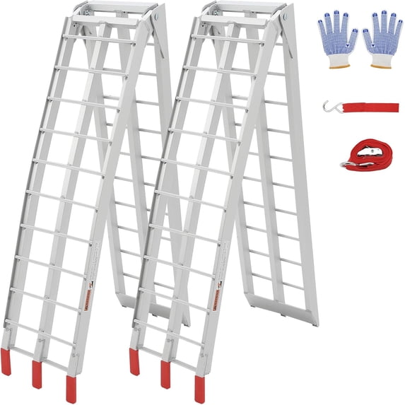 EastVita 2Pcs Aluminum Ramps, 1500 Lbs Folding Loading Ramps for Pickup Trucks Bed, Trailers Ramp with Load Straps for UTV, Dirt Bike,ATV, Lawn Mowers, Trucks
