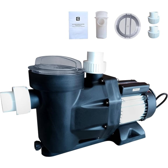 EastVita 3/2HP Swimming Pool Pump – 220V Single Speed Self-Priming Pump for Above Ground Pools 1800W Copper Motor Quiet Performance Complete with Unions and Strainer Basket UL Certified