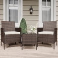 thumbnail image 1 of EastVita 3 Piece Patio Set PE Rattan Patio Conversation Set with 2 Chairs and 1 Coffee Table Outdoor Patio Furniture Set for Patio Front Porch Balcony Bistro - Brown, 1 of 8