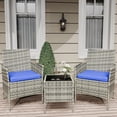 thumbnail image 1 of EastVita 3 Piece Patio Set PE Rattan Patio Conversation Set with 2 Chairs and 1 Coffee Table Outdoor Patio Furniture Set for Patio Front Porch Balcony Bistro - Grey, 1 of 8