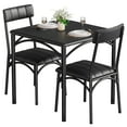 thumbnail image 1 of EastVita 3 Piece Square Dining Table Set,2 Upholstered Chairs,Kitchen Table Set for Small Space Apartment,Black, 1 of 6