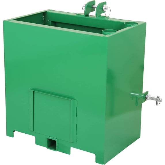 EastVita 3 Point Ballast Box 800lbs Capacity Standard 2 inch Hitch Receiver with 5cu ft Volume Heavy Duty Steel Fits Category 1 Tractor Attachment Green