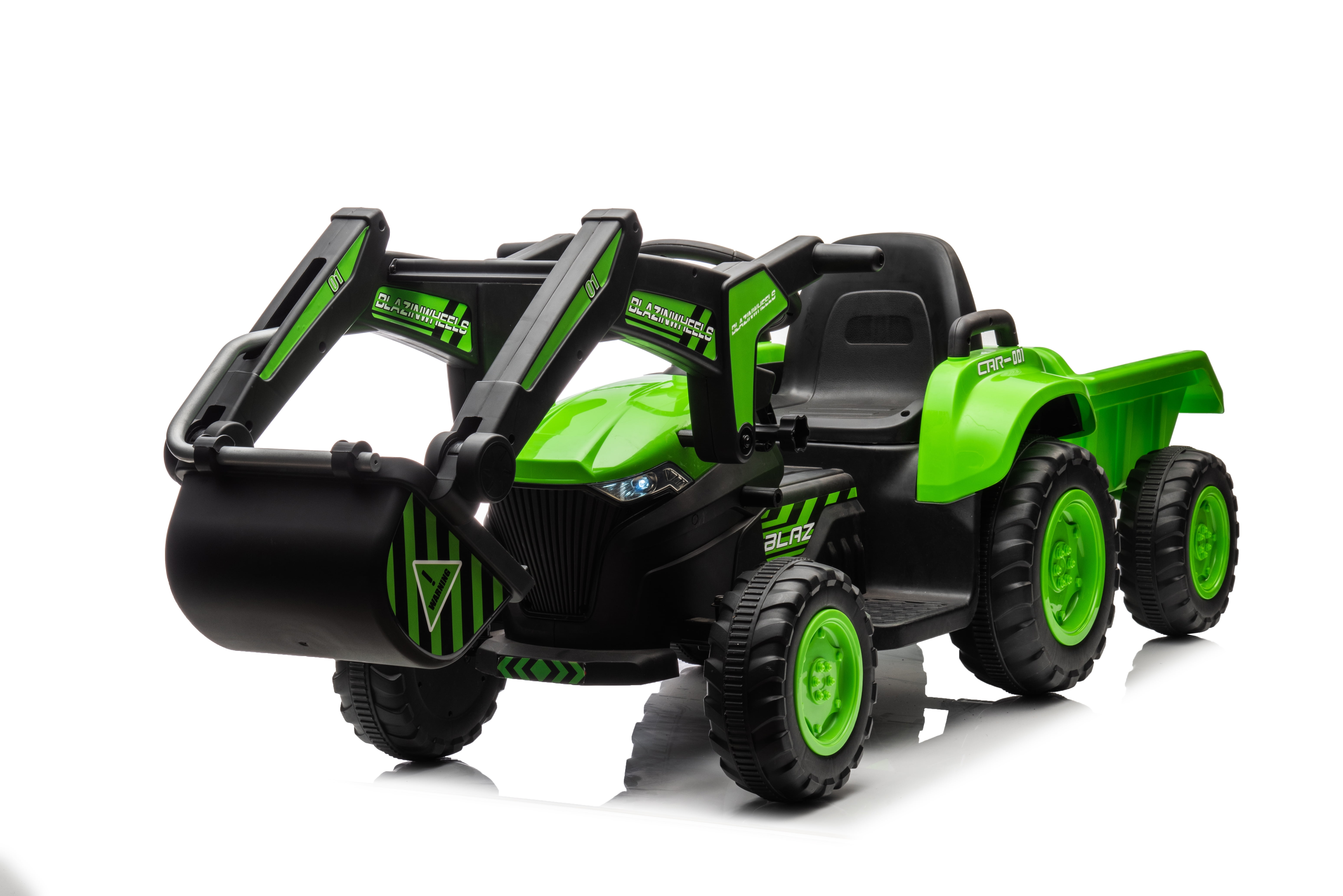 Green 12V Kids Ride-On Tractor with Detachable Trailer
