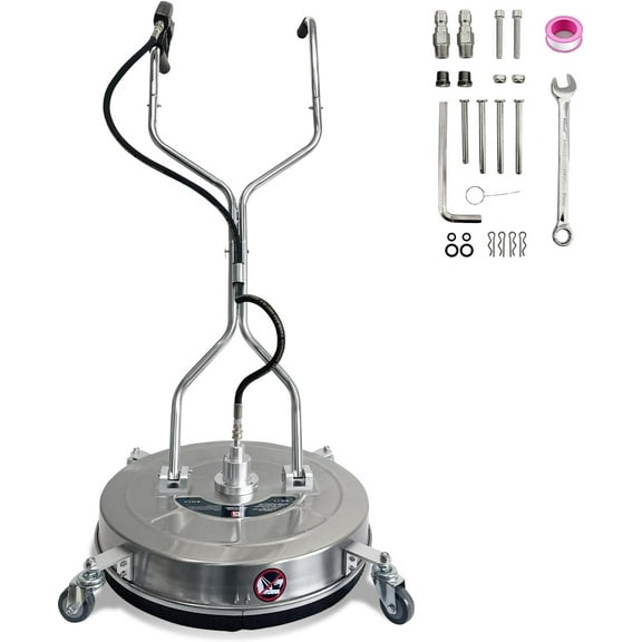 EastVita 30" Pressure Washer Surface Cleaner,Dual Handle Stainless Steel Power Washer Surface Cleaner with 4 Wheels,5200 PSI for Pressure Washer Attachment