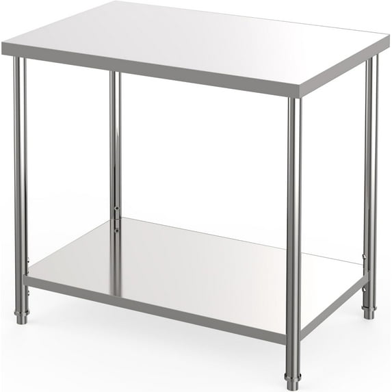 EastVita 36"x24" Stainless Steel NSF Commercial Work Table with Adjustable Undershelf & Lockable Casters, Heavy Duty 1000 lbs Prep Workstation for Restaurant, Hotel, Home