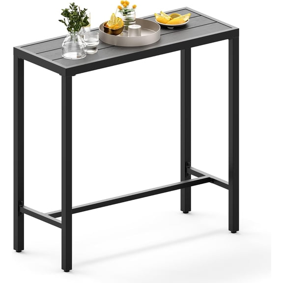EastVita 39inch Rectangle Outdoor Bar Height Table Long Balcony Hot Tub Table with Waterproof Top Patio Bar Height CounterTable for Balcony Garden Yard Poolside