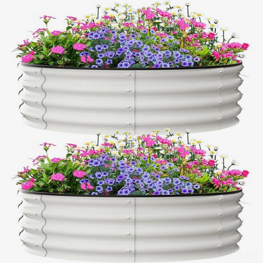 EastVita 3x3x1 FT Raised Garden Beds,2 Pack Galvanized Raised Garden Bed for Gardening, Round Metal Planter Box for Flower Plants