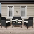 thumbnail image 1 of EastVita 4 Piece Patio Furniture Set, Wicker Rattan Patio Conversation Set, 2 Chairs & One Loveseat & One Coffee Table, Outdoor Patio Furniture Set for Patio Front Porch Balcony Bistro, 1 of 5