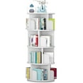 thumbnail image 1 of EastVita 4 Tier Rotating Bookshelf,51.2" Wood Bookcase,Small Corner Bookshelf Organizer,Floor Standing Storage Rack,White, 1 of 6
