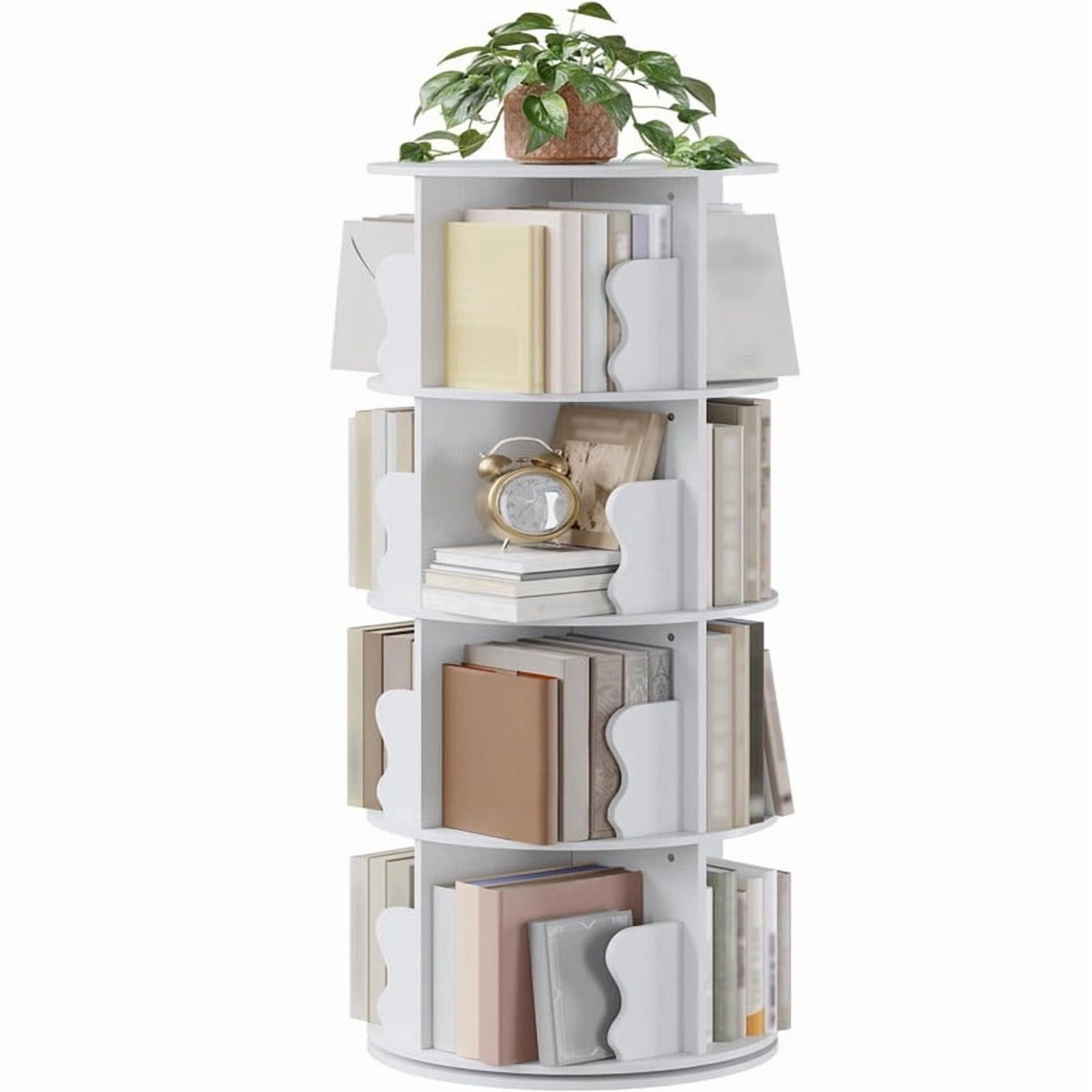 Rotating Vertical Storage EastVita 4 Tier Rotating Bookshelf Tower, Spinning Corner Bookshelf for ...