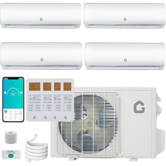 EastVita 4 Zone 35K BTU Mini Split AC Heating System 12k-12k-12k-12k 208-230V 19 SEER2 Quad Zone Ductless Split Air Conditioner Unit with Pre-Charged Condenser Not Include Copper Tube Line Set