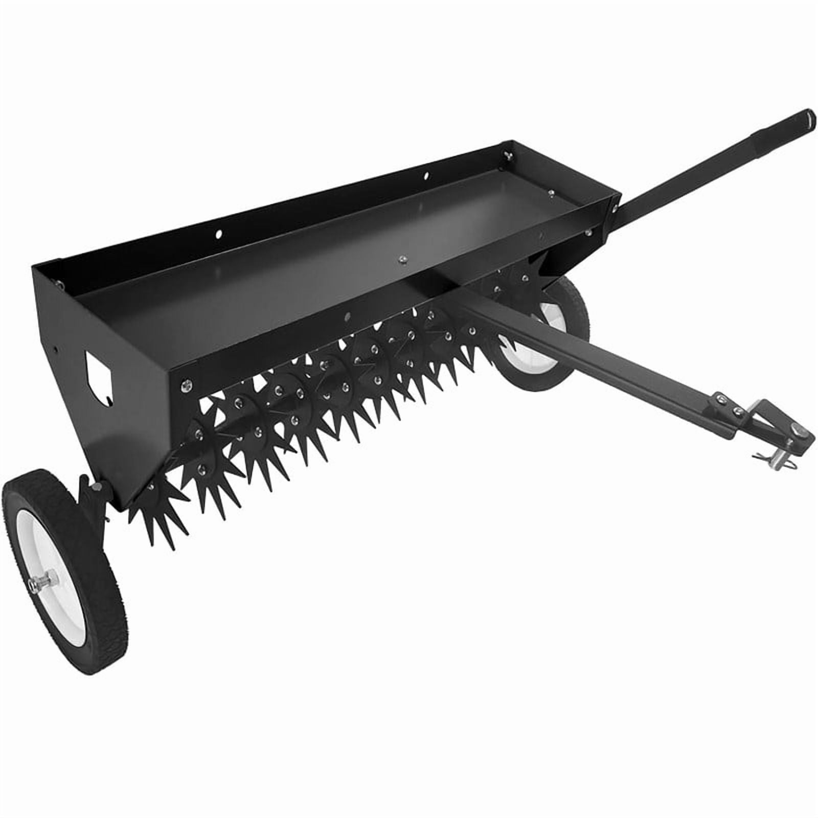 EastVita 40" Tow Behind Lawn Aerator, Universal Hitch Soil Penetrator with Steel Teeth, Durable Transport Wheels & Soil Tray for Tractor