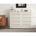 thumbnail image 1 of EastVita 47 Inch Rattan Dresser, 8 Drawer Dresser, White Wood Chest of Drawers, Wide Double Dresser, Large Tv Stand Dresser, Entryway Table for Bedroom, Living Room, Entryway, 1 of 8