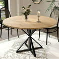 thumbnail image 1 of EastVita 47" Round Dining Table with Metal Base, Space Saving Kitchen & Dining Room Table Seating 4-6, Brown Finish, 4 Pieces Desktop, 1 of 6