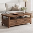 thumbnail image 1 of EastVita 47inch Farmhouse Coffee Table with Drawers Rustic Coffee Table Wood Center Table Easy Assembly Living Room Table for Office Parlor Reading Room - Brown, 1 of 7