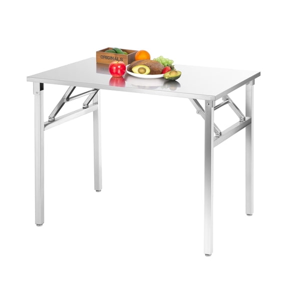 EastVita 483033.5inch Stainless Steel Commercial Folding Worktable Workstation with Metal Adjusting Feet for Kitchen