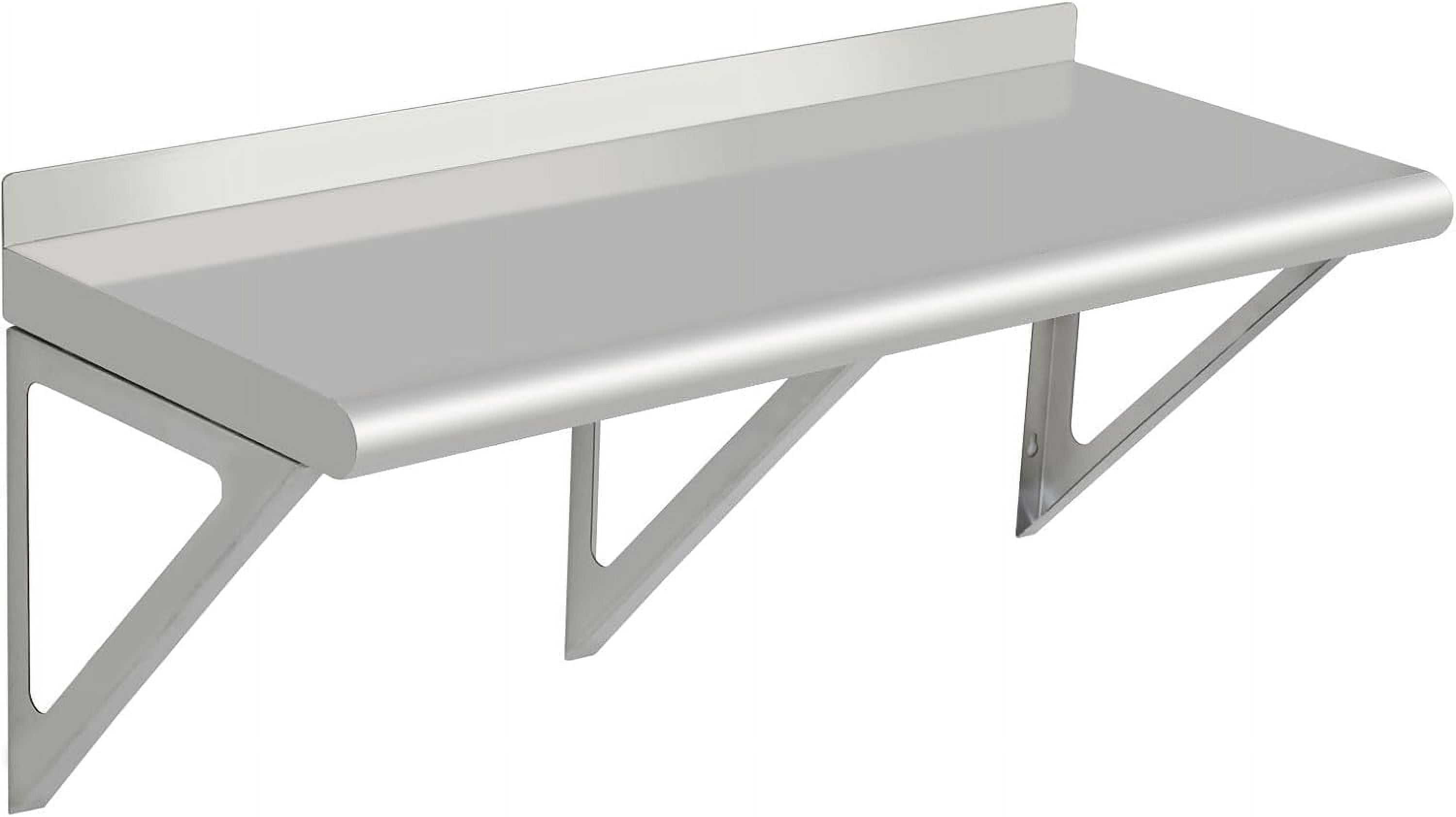 EastVita 48 inch Stainless Steel Wall Shelf NSF Commercial Wall-Mounted Shelving Appliance & Equipment Metal Shelving With a Backsplash and Two Brackets